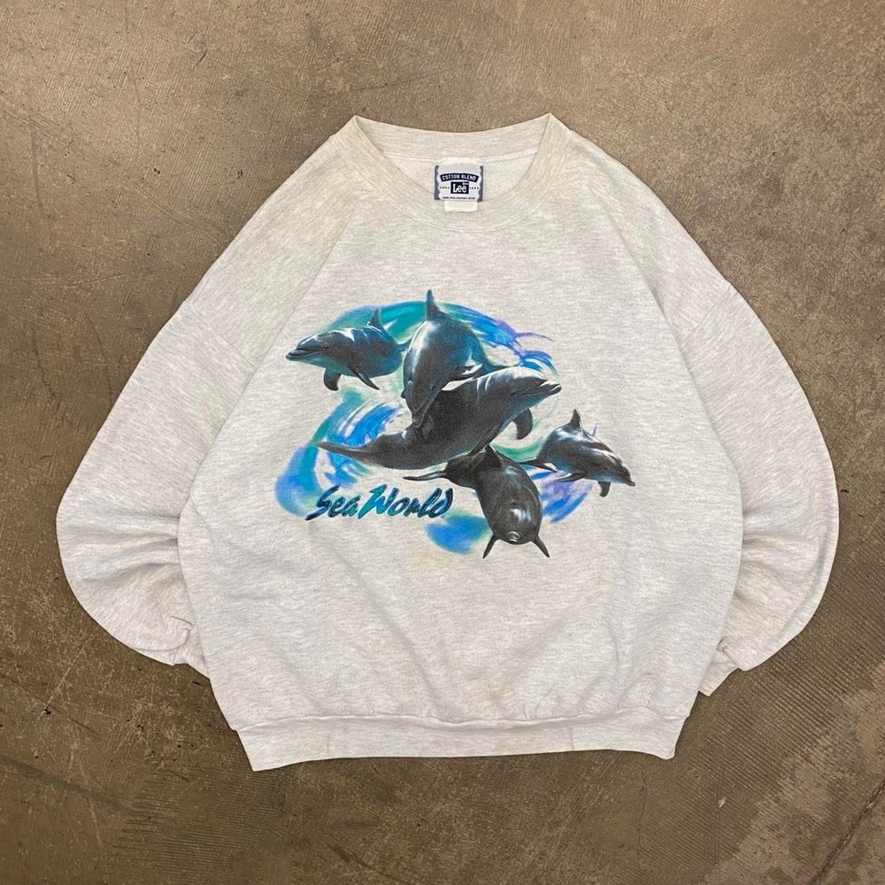 Vintage Sea World Heavyweight Lee Nature 90s Whales Sweatshirt Crewneck Size XL